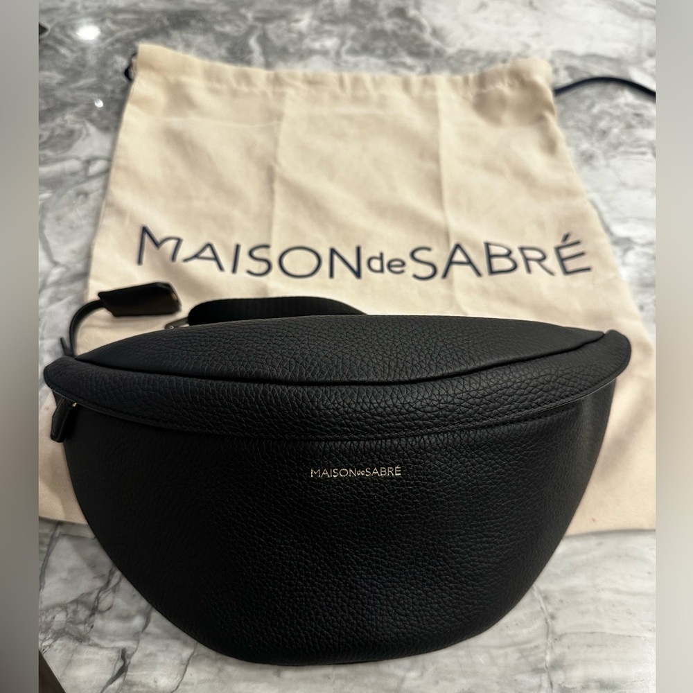 EUC Maison de Sabre Black Leather Sling Bag / Belt Bag